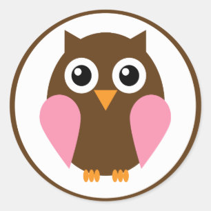 Pink Owl Classic Round Sticker