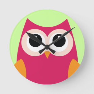 Pink Owl Clock