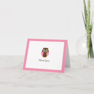 Pink Owl Custom Folded Thank You Cards