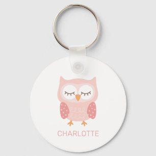'Pink Owl', cute customized keepsake Pocket  Keychain