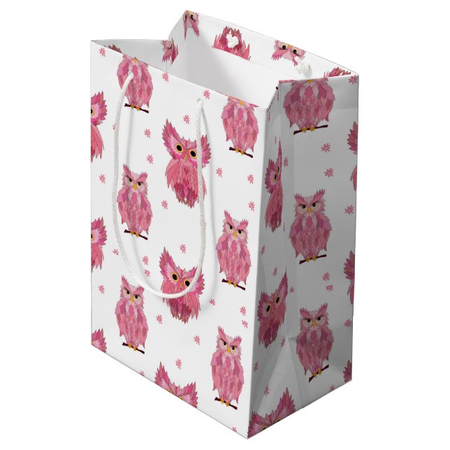 Pink Owl Gift Bag (Back Angled)