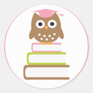 Pink Owl Graduation Envelope Seals