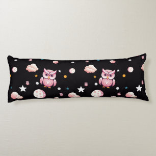 Pink Owl Moonlight Pattern Body Pillow