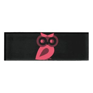 Pink Owl Name Tag