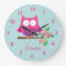 Pink Owl on a Branch personalized Wall Clock