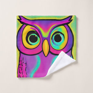 Pink owl painting wash cloth