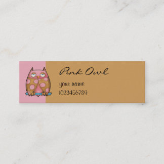 Pink Owl pink small Business Card
