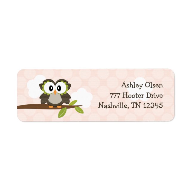 Pink Owl Return Address Labels Custom (Front)