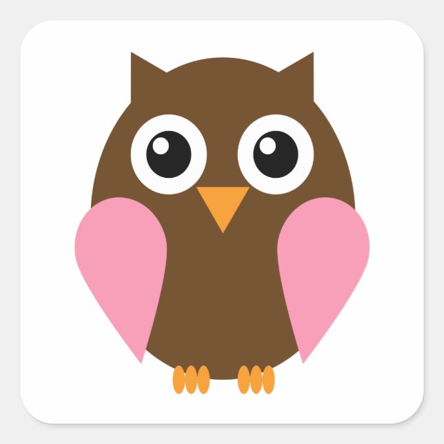 Pink Owl Square Sticker (Front)