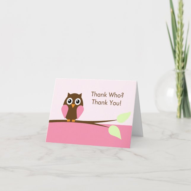 Pink Owl Thank You Cards (Front)