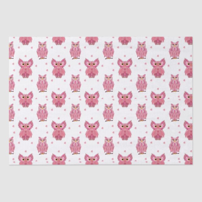 Pink Owl  Tissue Paper (Front)