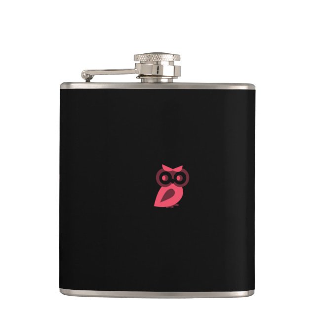 Pink Owl Vinyl Wrapped Flask (Front)