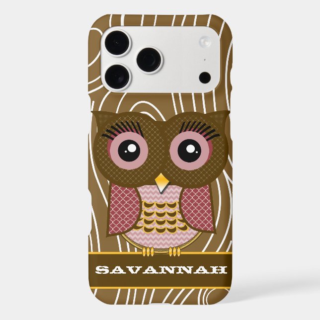 Pink Owl Wood Gr Zig Zag Pattern Choose Your Colou (Back)
