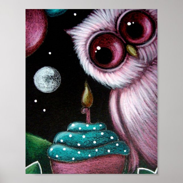 PINK OWL YOUR BIRTHDAY CUPCAKE Poster (Front)