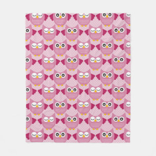 Pink Owls 2 Fleece Blanket