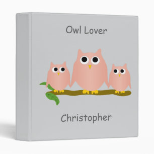 Pink Owls Design Any Colour Background Binder