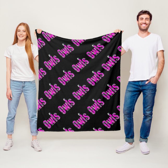 Pink Owls Name Logo, Fleece Blanket (In Situ)