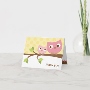 PInk Owls Note Card