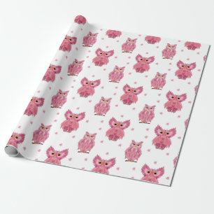  Pink Owls Wrapping Paper