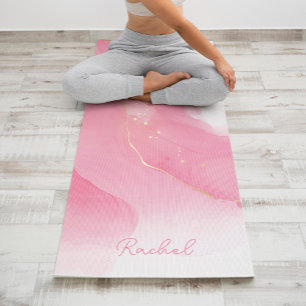 Pink Paint and Glitter Pattern Personalized Yoga Mat
