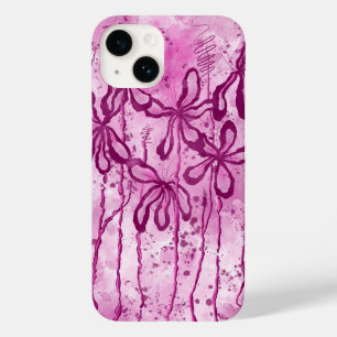 Pink Paint Splatter & Lilies Case-Mate iPhone 14 Case
