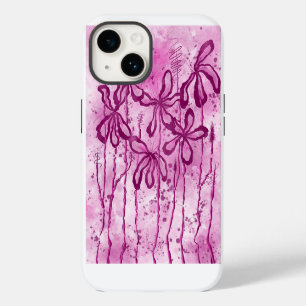 Pink Paint Splatter & Lilies iPhone 14 Case