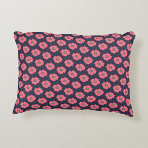 Pink Paint Whimsical Flower Pattern Accent Pillow