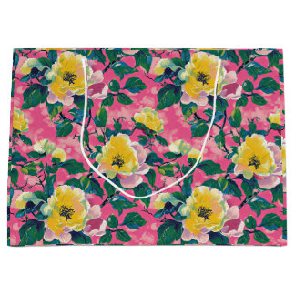 Pink Painted Chinoiserie Floral Large Gift Bag