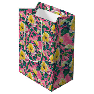 Pink Painted Chinoiserie Floral Medium Gift Bag