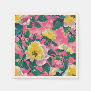 Pink Painted Chinoiserie Floral Napkin