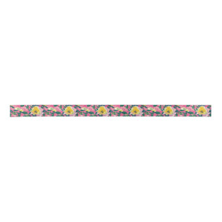 Pink Painted Chinoiserie Floral Satin Ribbon