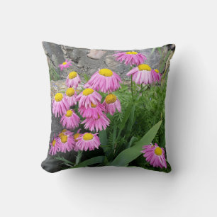 Pink Painted daisy Flowers Nature photography Throw Pillow