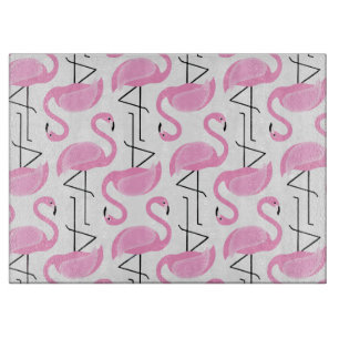 Pink Painted Flamingo Pattern Cutting Board