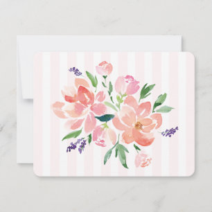 Pink Painted Peony Striped  Card