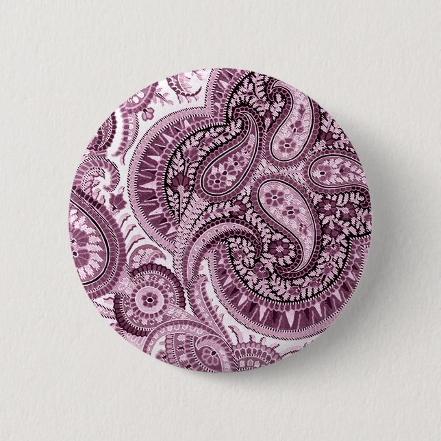 Pink Paisley 2 Inch Round Button (Front)