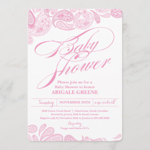 Pink Paisley Baby Shower Invitation