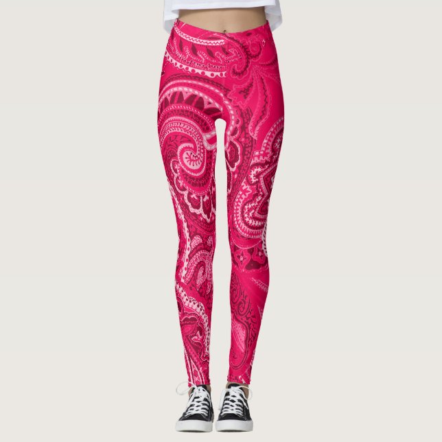 Pink Paisley Bandanna Unique Retro Pants Custom (Front)