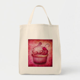 pink paisley cupcake tote bag