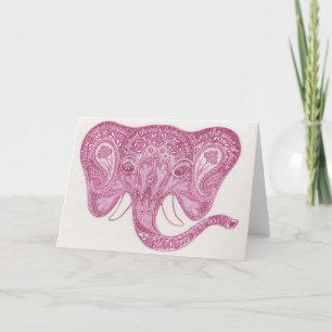 Pink Paisley Elephant Notecard