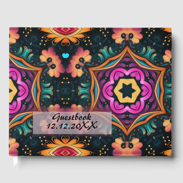 Pink Paisley Floral Guest Book (Front)