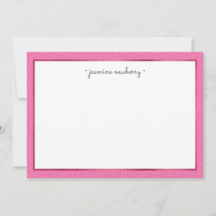 Pink Paisley & Foil Personalized Flat Note Card