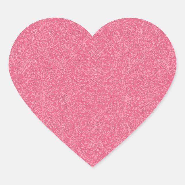 Pink Paisley Heart Sticker (Front)