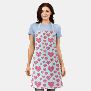 Pink paisley hearts valentine apron