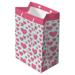 Pink paisley hearts valentine medium gift bag