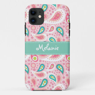 Pink  Paisley iPhone Monogram Custom iPhone 11 Case