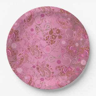Pink Paisley Party Paper Plate
