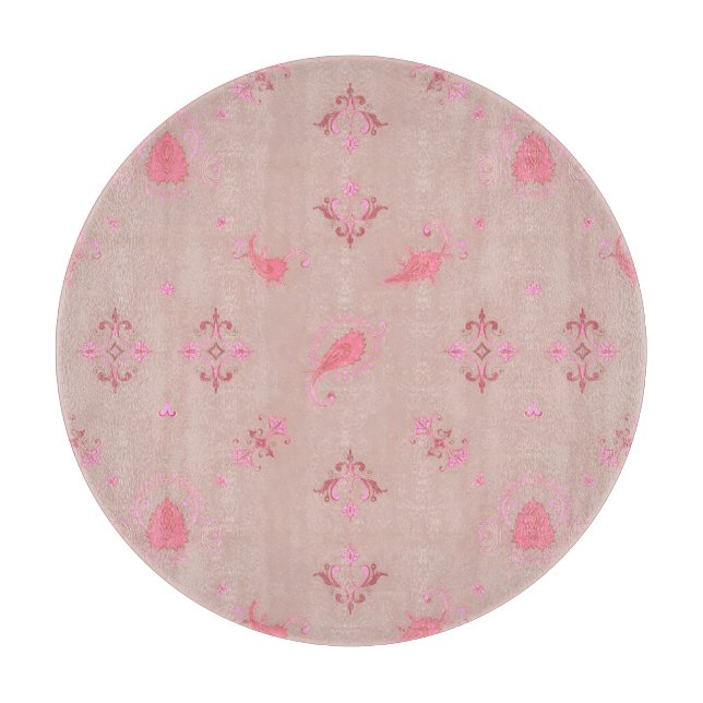 Pink Paisley Pattern Cutting Board (Front)