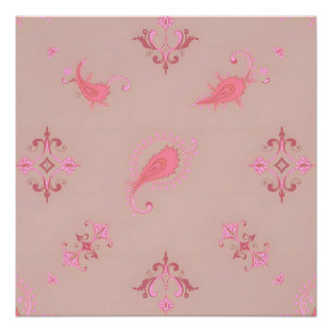 Pink Paisley Pattern Poster