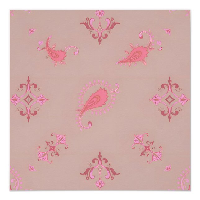 Pink Paisley Pattern Poster (Front)