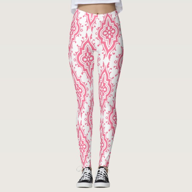 Pink Paisley Patterned Leggings (Front)